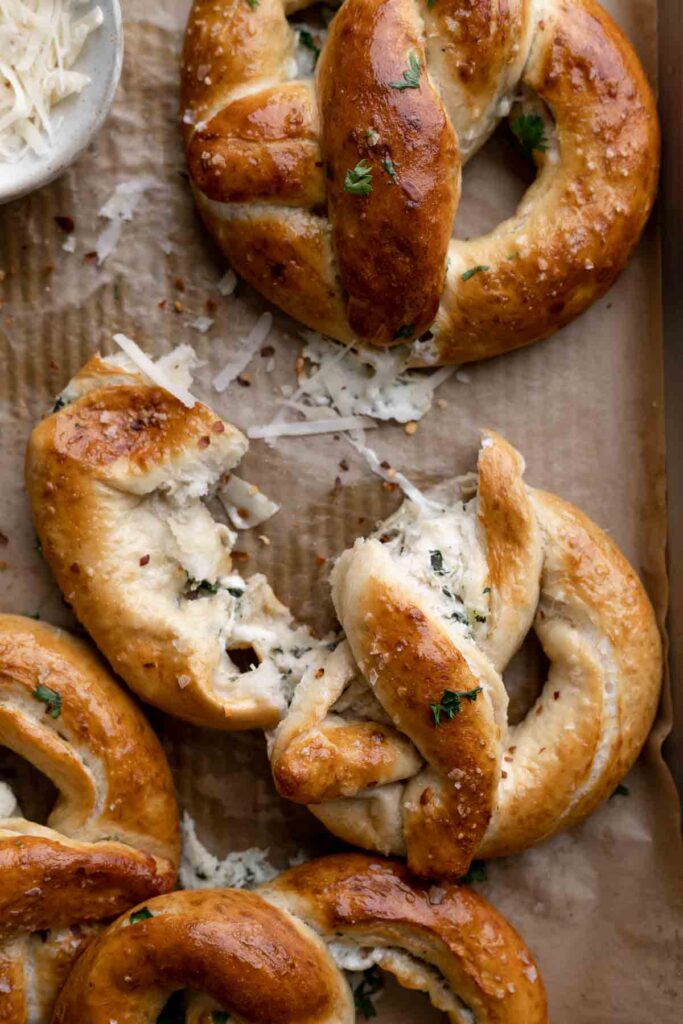 Spinach Artichoke Stuffed Pretzels